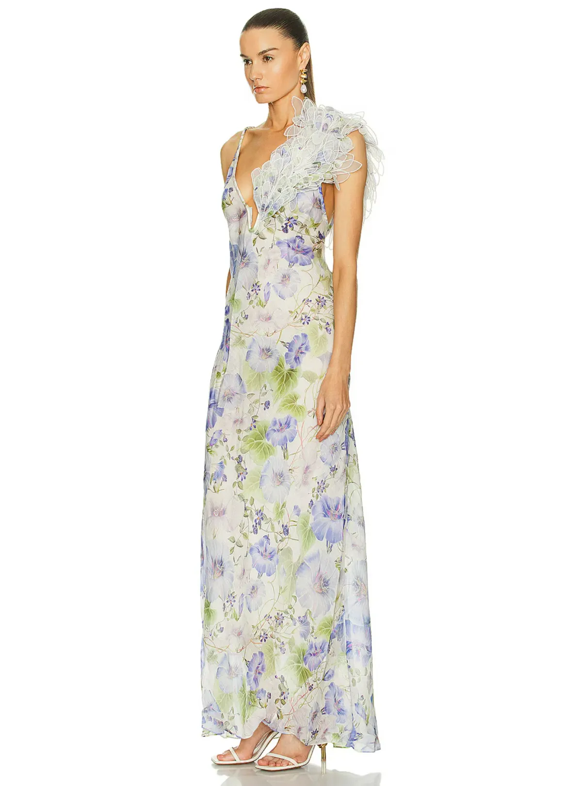 Zimmermann Natura Feather Slip Gown In Blue Floral Size 0 / AU 8 - Image 3