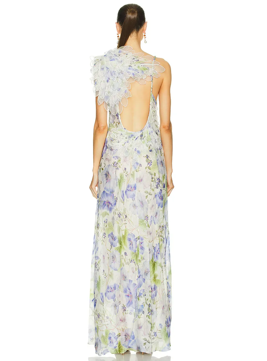 Zimmermann Natura Feather Slip Gown In Blue Floral Size 0 / AU 8 for rent on The Volte - main image