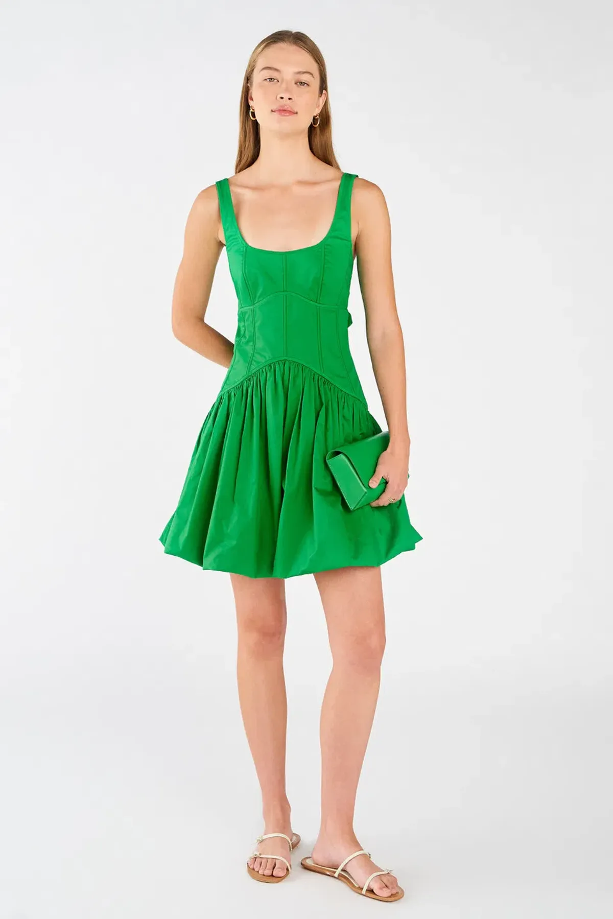 Oroton Short Tie Back Bow Dress Jewel Green Size 8 - Image 5