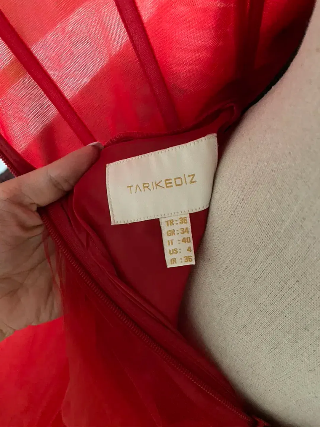 Tarik Ediz Patrice Tulle Gown Red Size 8 for rent on The Volte - main image