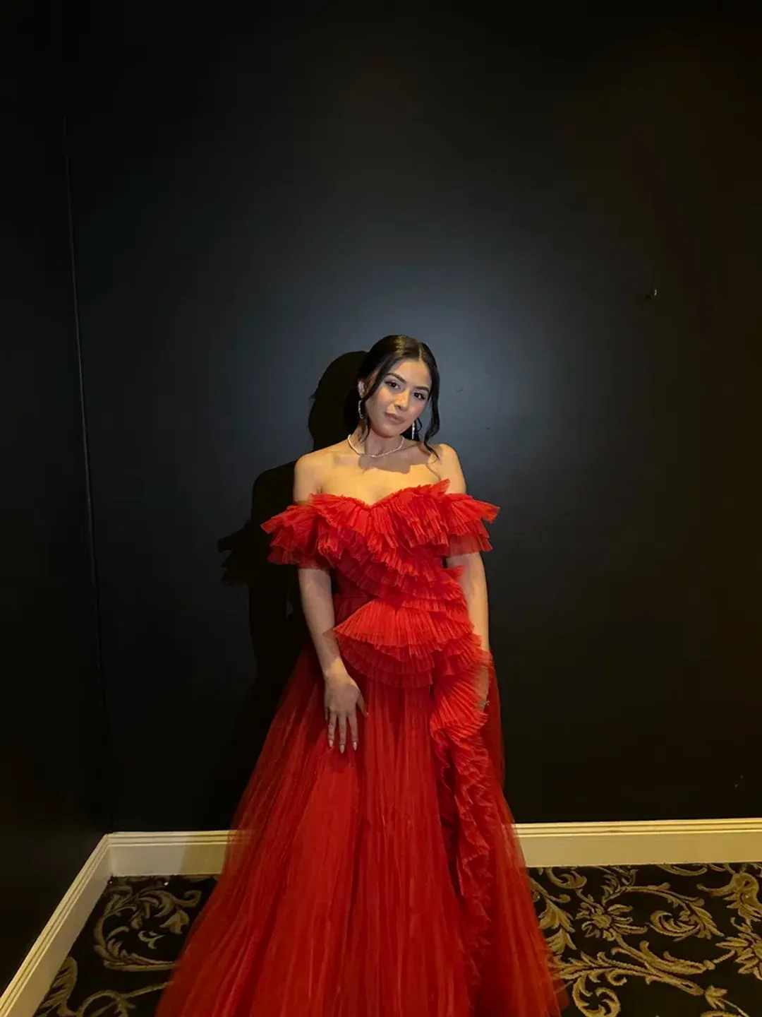 Tarik Ediz Patrice Tulle Gown Red Size 8 for rent on The Volte - main image