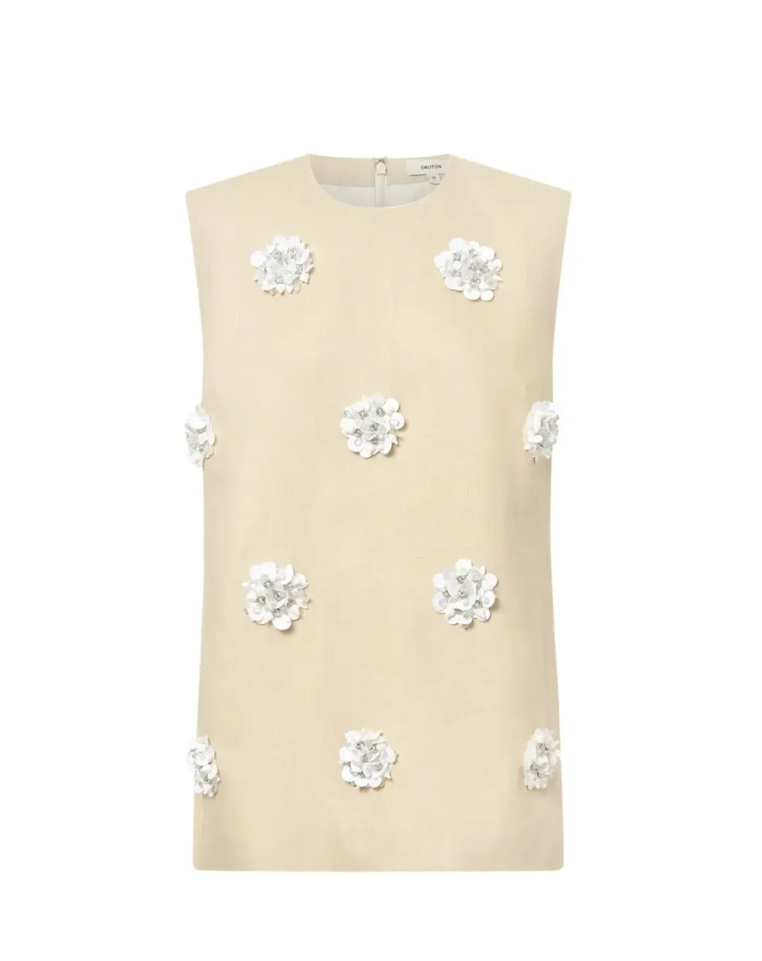 Oroton Flower Sequin Tunic Limestone Size 6 for rent on The Volte - main image