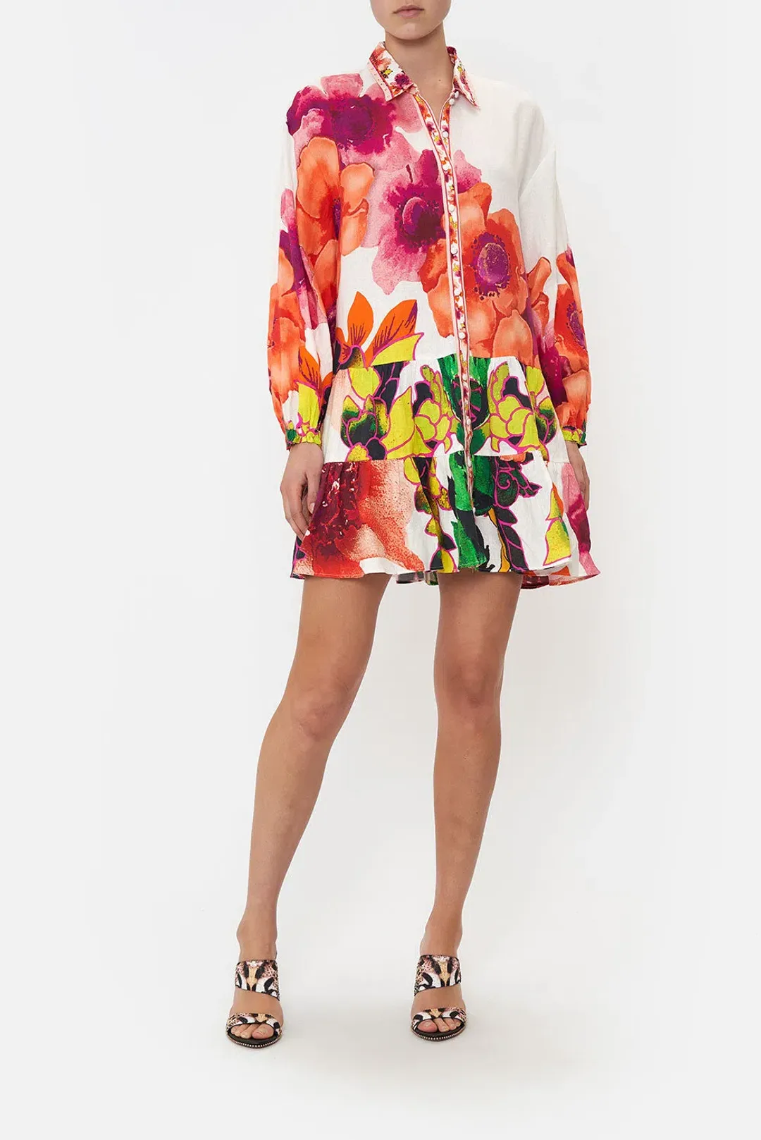 Camilla Pretty As A Poppy Tiered Shirt Dress Size L / AU 14 for rent on The Volte - main image