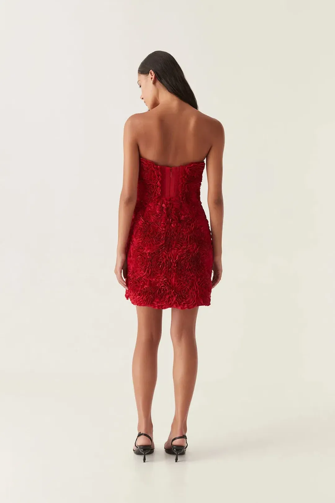 Aje Gazer Rosette Mini Dress Scarlet Red Size 8 for rent on The Volte - main image