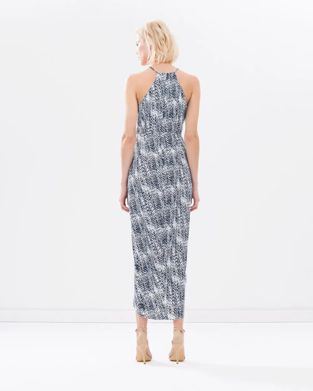 Shona Joy Cascada Ruched High Neck Maxi Dress Print Size 12 - Image 3