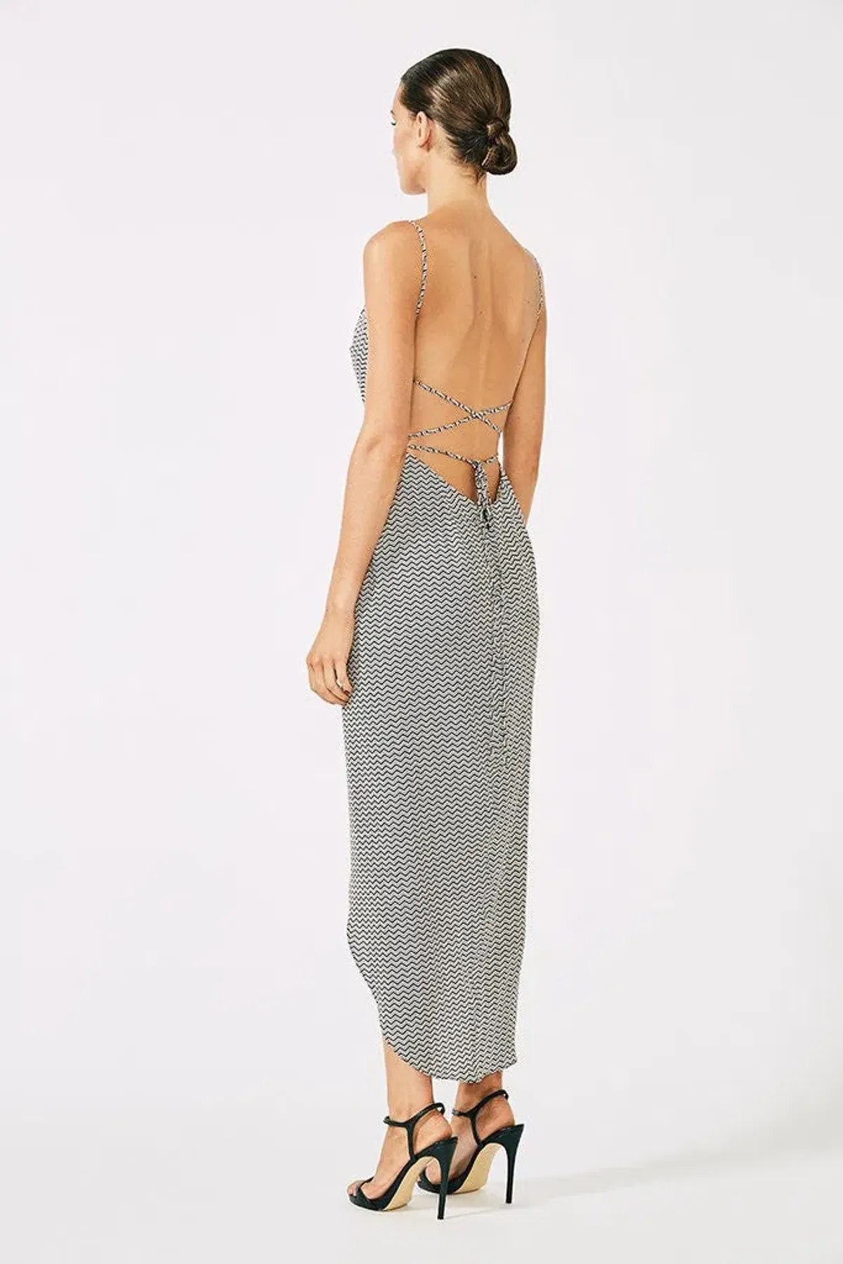 Shona Joy Etienne Lace Back Cowl Bias Midi Dress Print Size 12 - Image 3