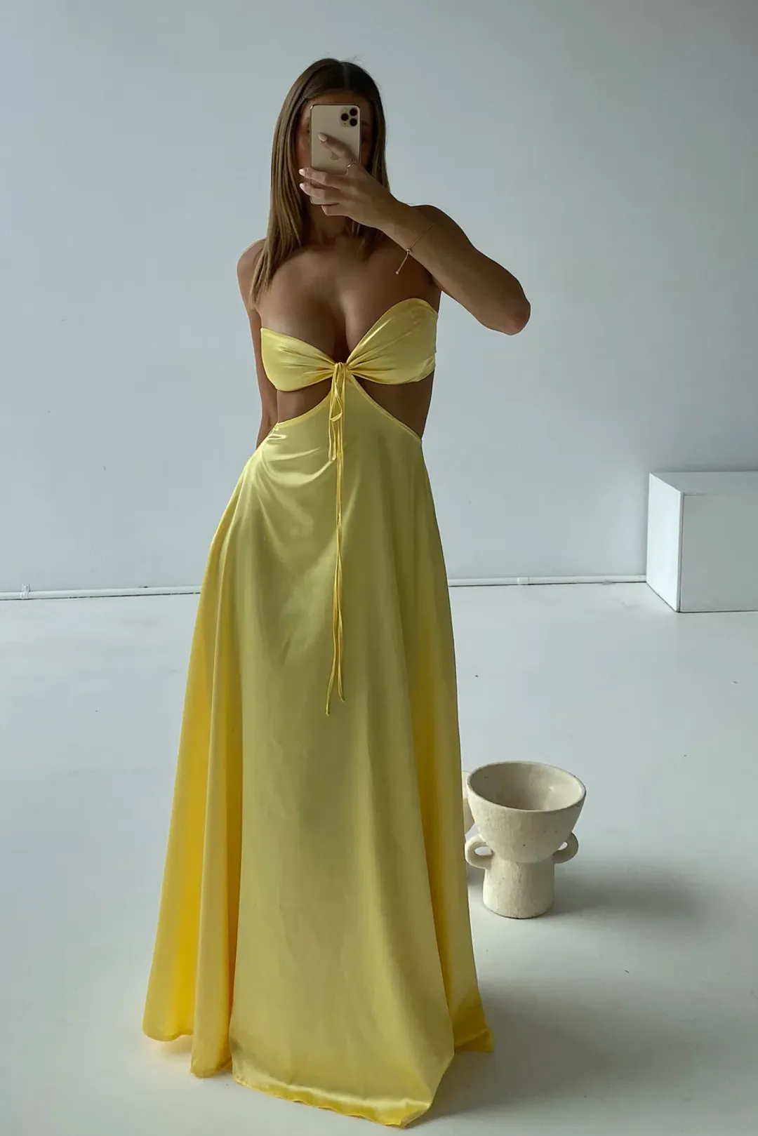 Lane & Sass Lucy Gown in Lemon Size S / AU 8 for rent on The Volte - main image