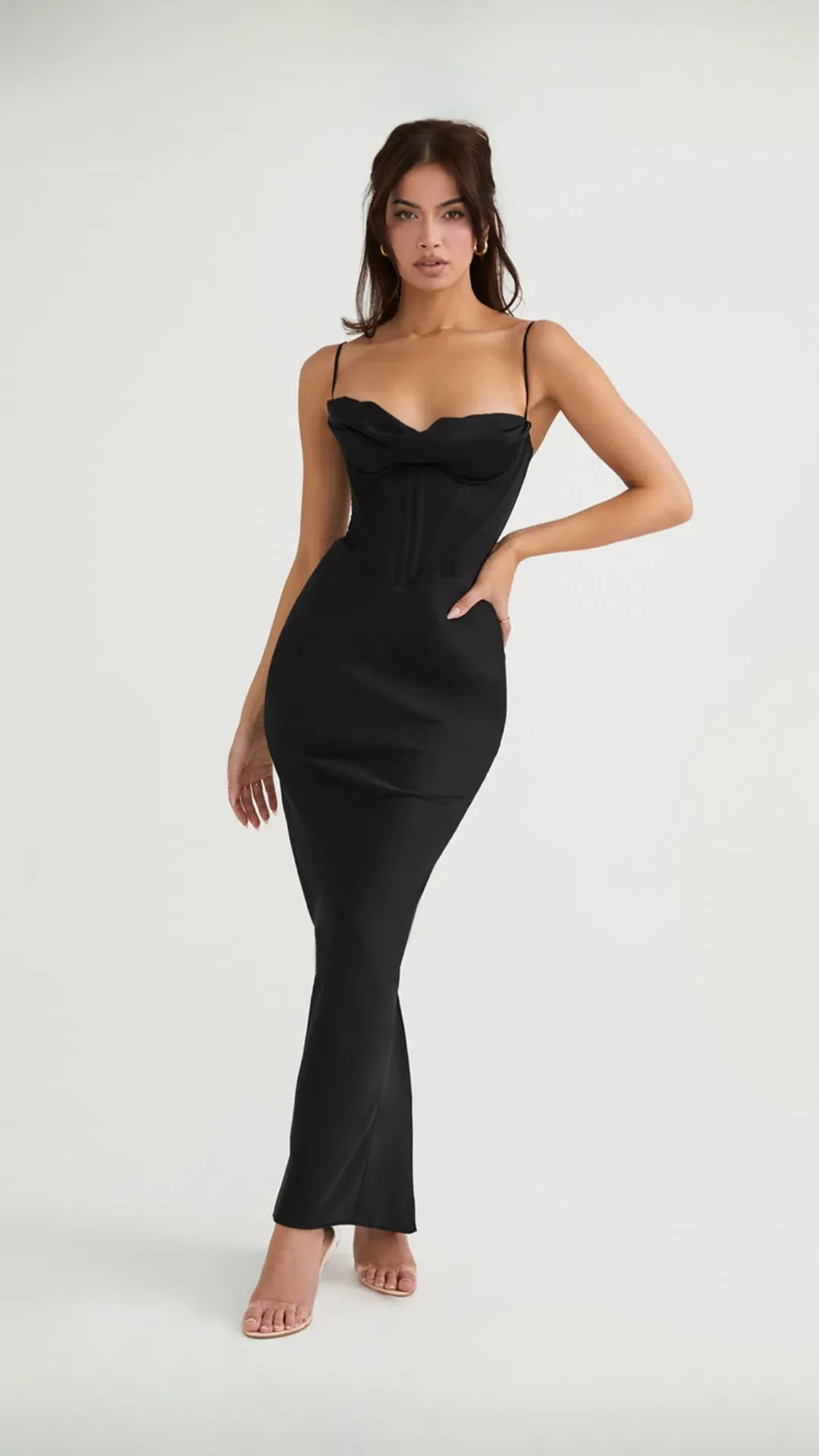 House of CB Charmaine Corset Maxi Dress Shortened Black Size L / AU 12 (Plus Cups) for rent on The Volte - main image