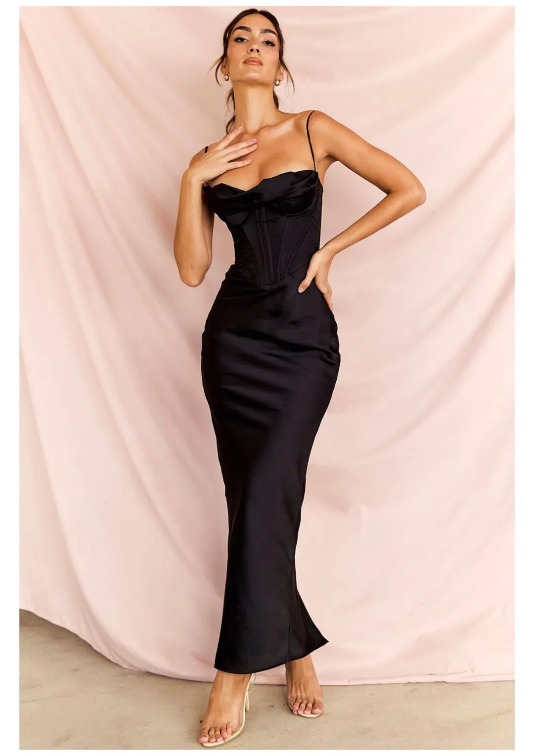 House of CB Charmaine Corset Maxi Dress Shortened Black Size L / AU 12 (Plus Cups) for rent on The Volte - main image