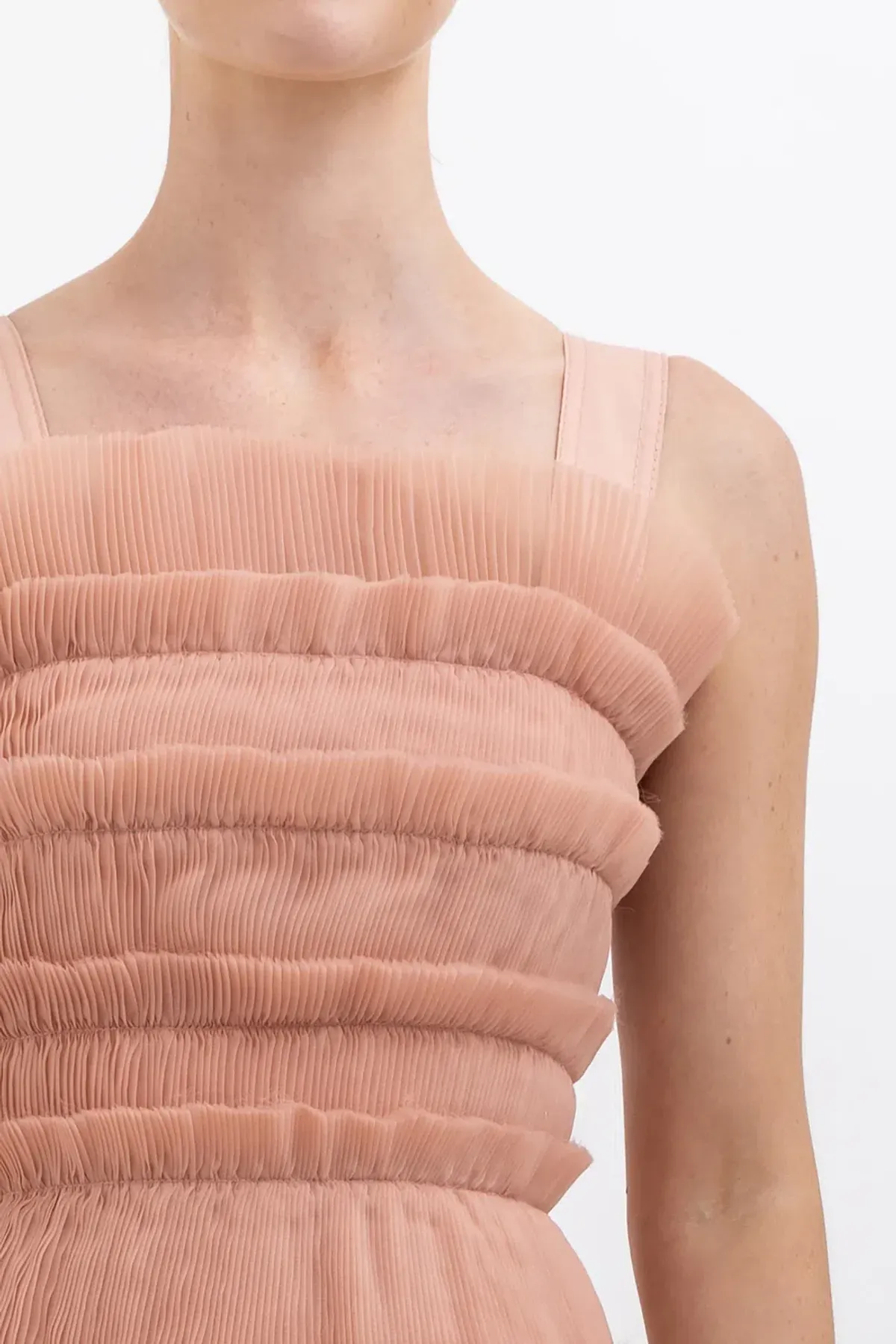 Aje Jacinto Pleated Mini Dress Nude Pink Size 10 - Image 5