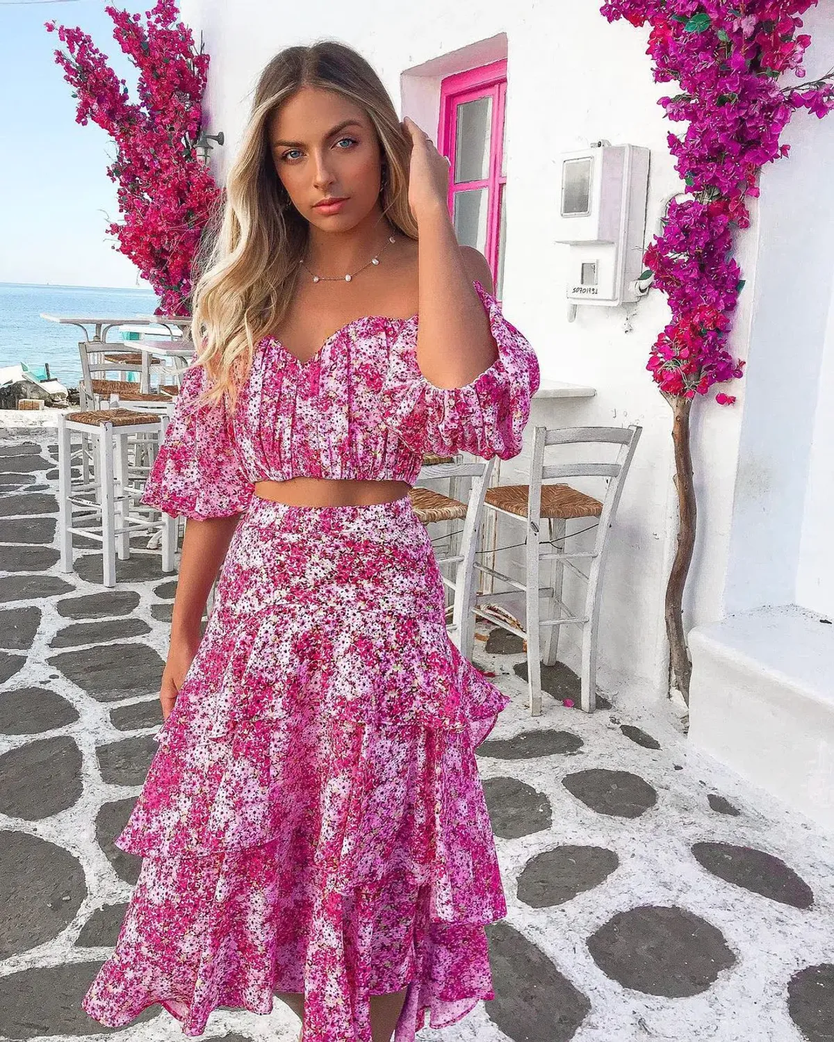 Sheike Ditsy Floral Top & Skirt Set Pink Size 14 - Image 6