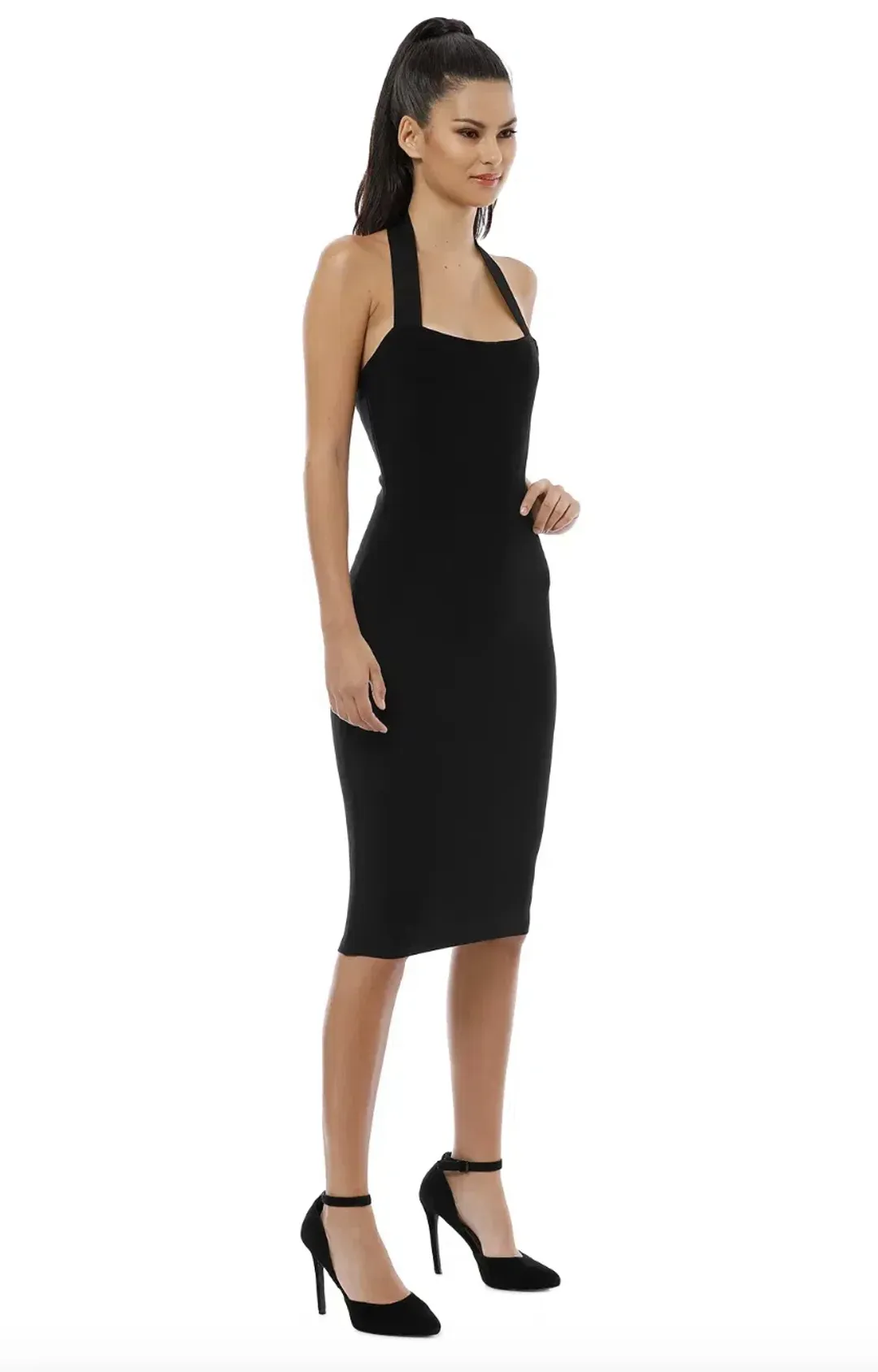MISHA Julia Midi Dress Black Size 12 for rent on The Volte - main image