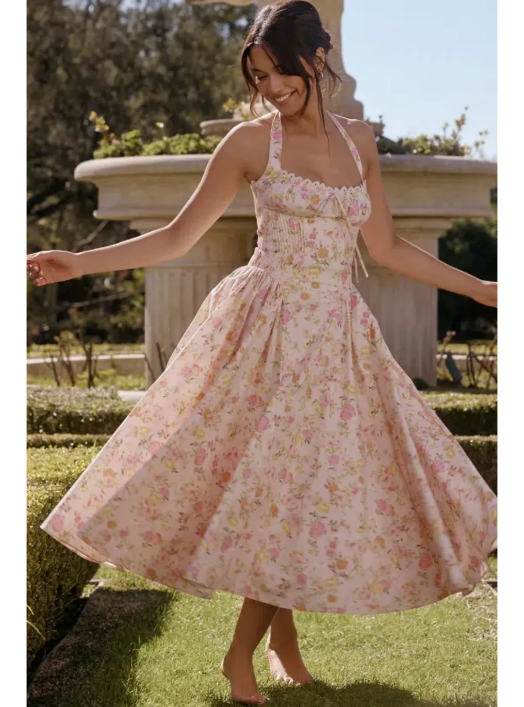 House Of CB Adabella Halter Midi Sundress Meadow Print Size XS / 6 for rent on The Volte - main image