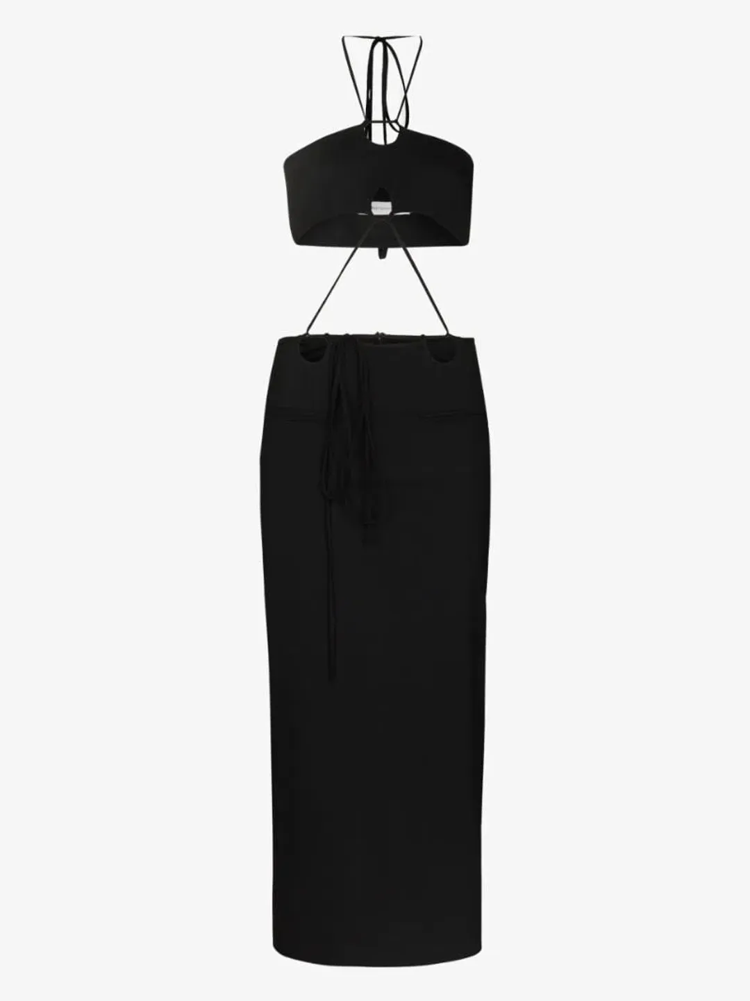 Christopher Esber  Disconnect Halter Tie Dress Black Size 12 AU for rent on The Volte - main image
