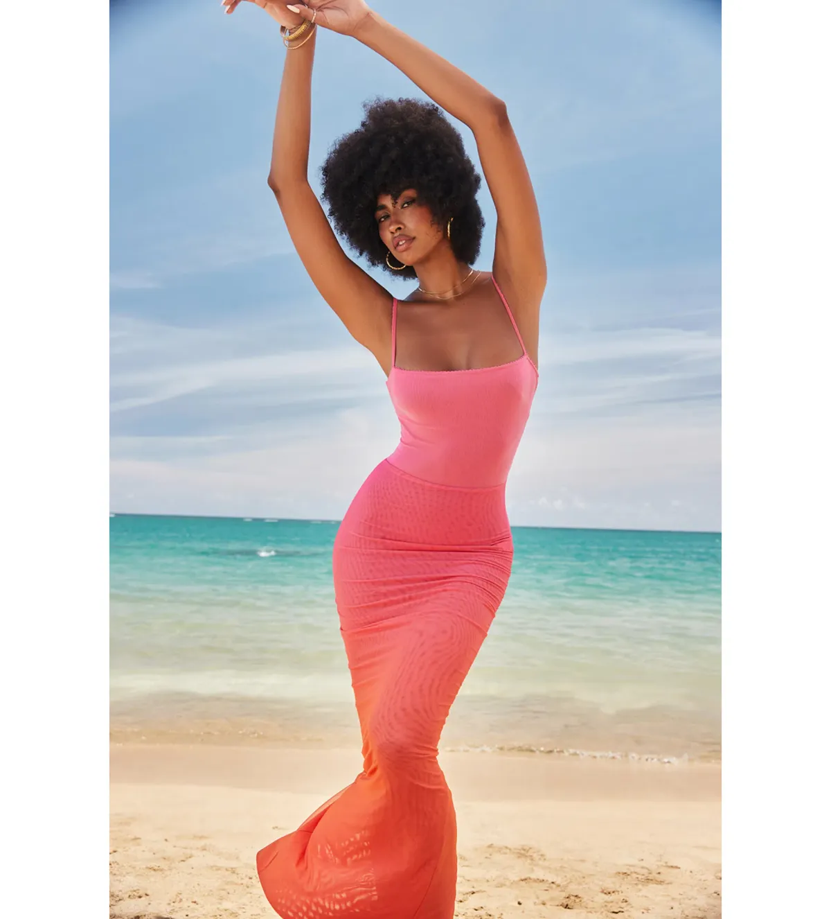 House of CB  Calista Maxi Dress Ombre Flame Size 8 - Image 1