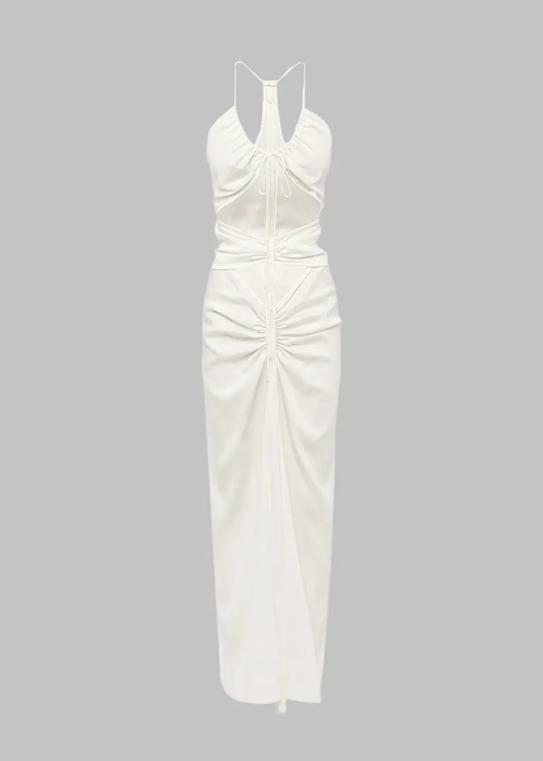Christopher Esber Multi Panel Disconnect Ruched Halter Dress White  Size 12 AU for rent on The Volte - main image