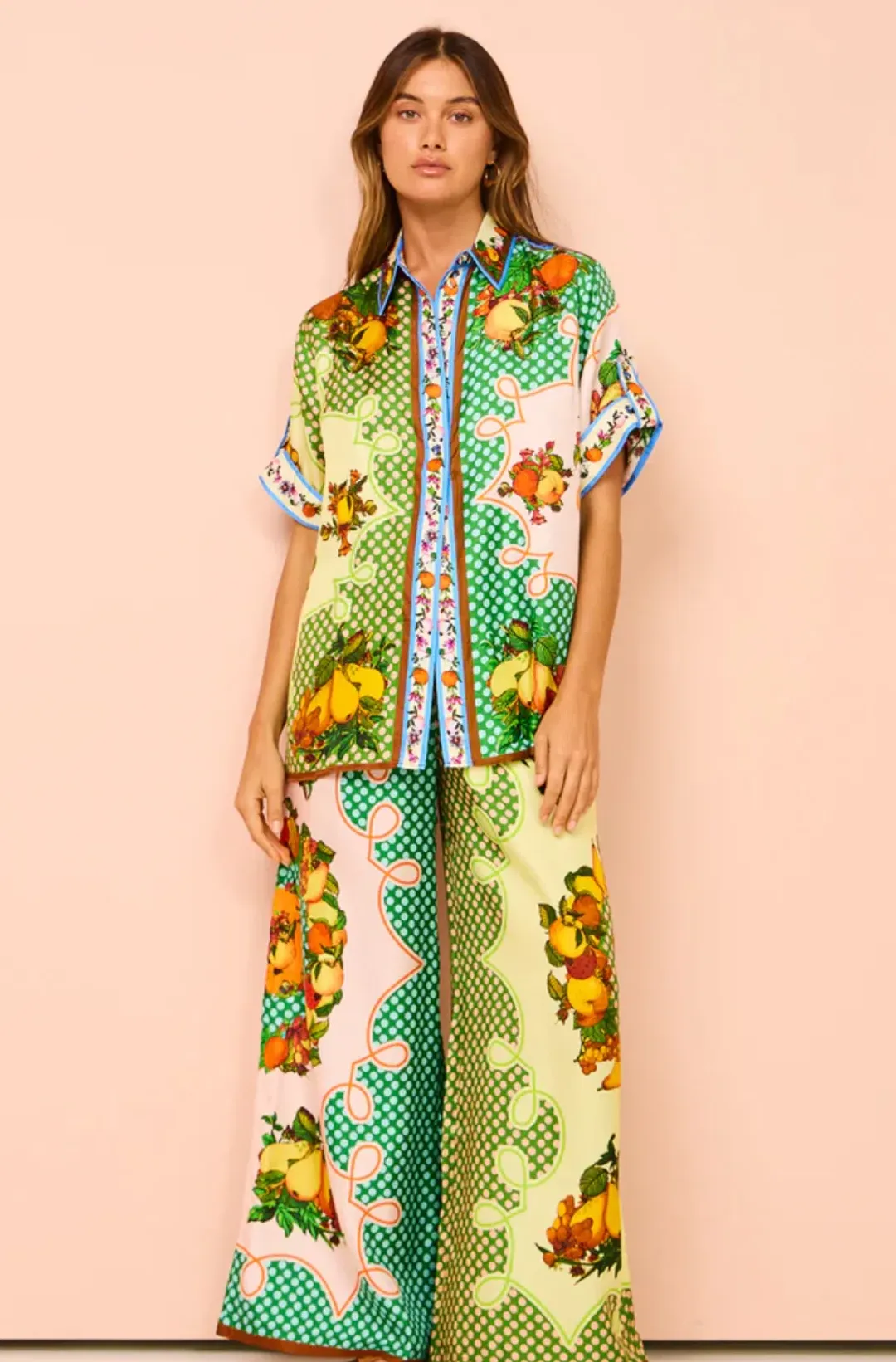 Alemais  Lemonis Silk Shirt and Pants Set Multi Size 12  for rent on The Volte - main image