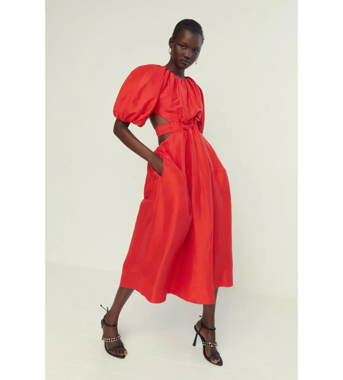 Aje Mimosa Cut-out Midi Dress Scarlet Red Size 6 - Image 1