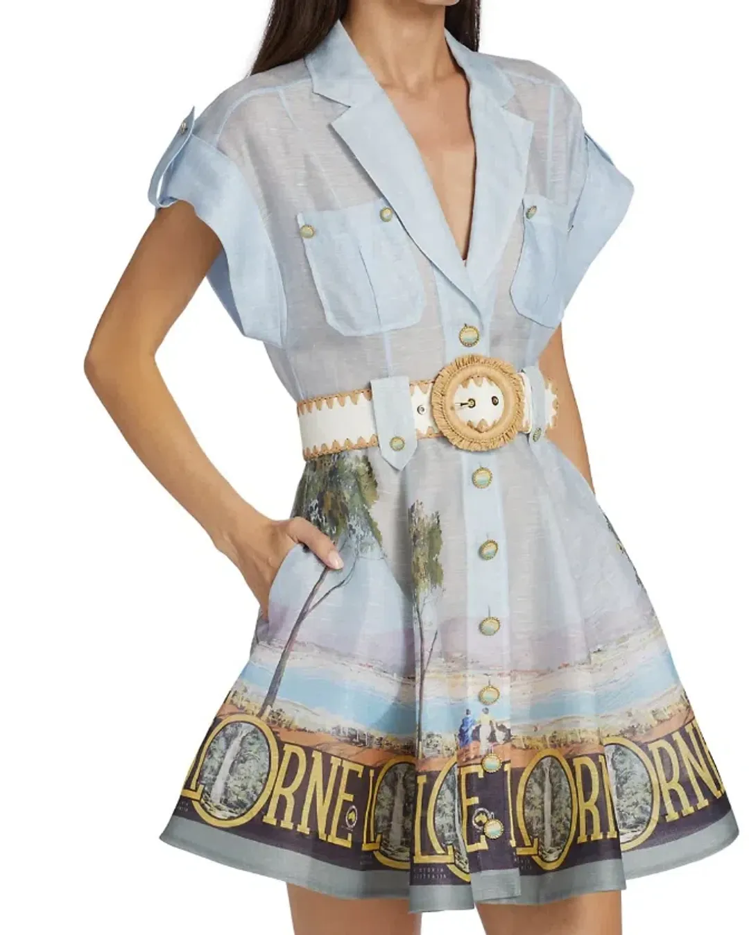 Zimmermann Postcard Shirt Mini Dress Lorne Print Size 1 / AU 10 for rent on The Volte - main image