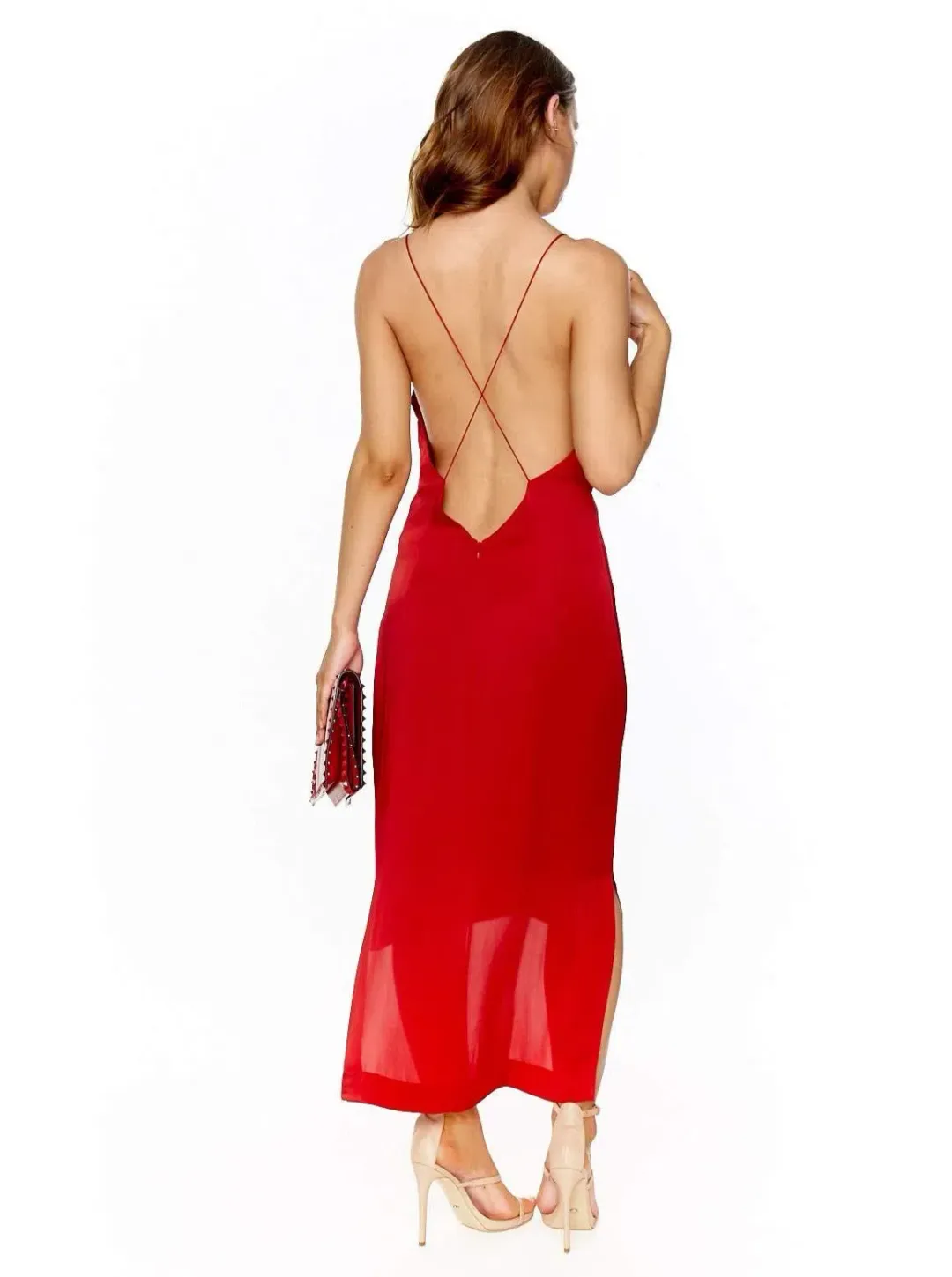 Dion Lee Fine Line Cami Slip Dress Red Size 8 for rent on The Volte - main image