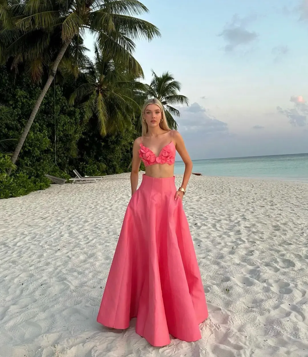 Acler Isla Top and Maxi Skirt Set Pink Rose Size 10 for rent on The Volte - main image