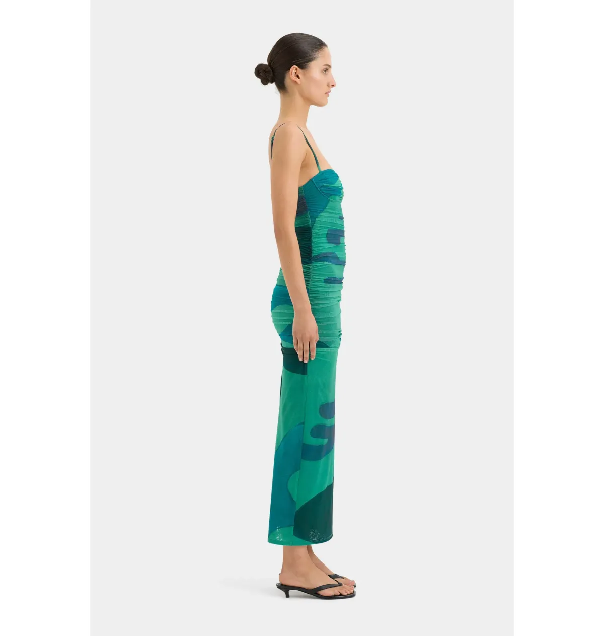 Sir the Label Frankie Gathered Midi Dress Emerald Reflection Size AU 14 - Image 2