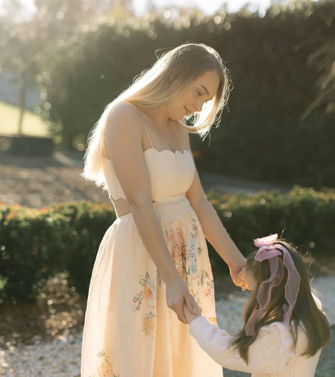Zimmermann Halliday Scallop Midi Dress in Cream Watercolour Size 1 / AU 6-8 for rent on The Volte - main image