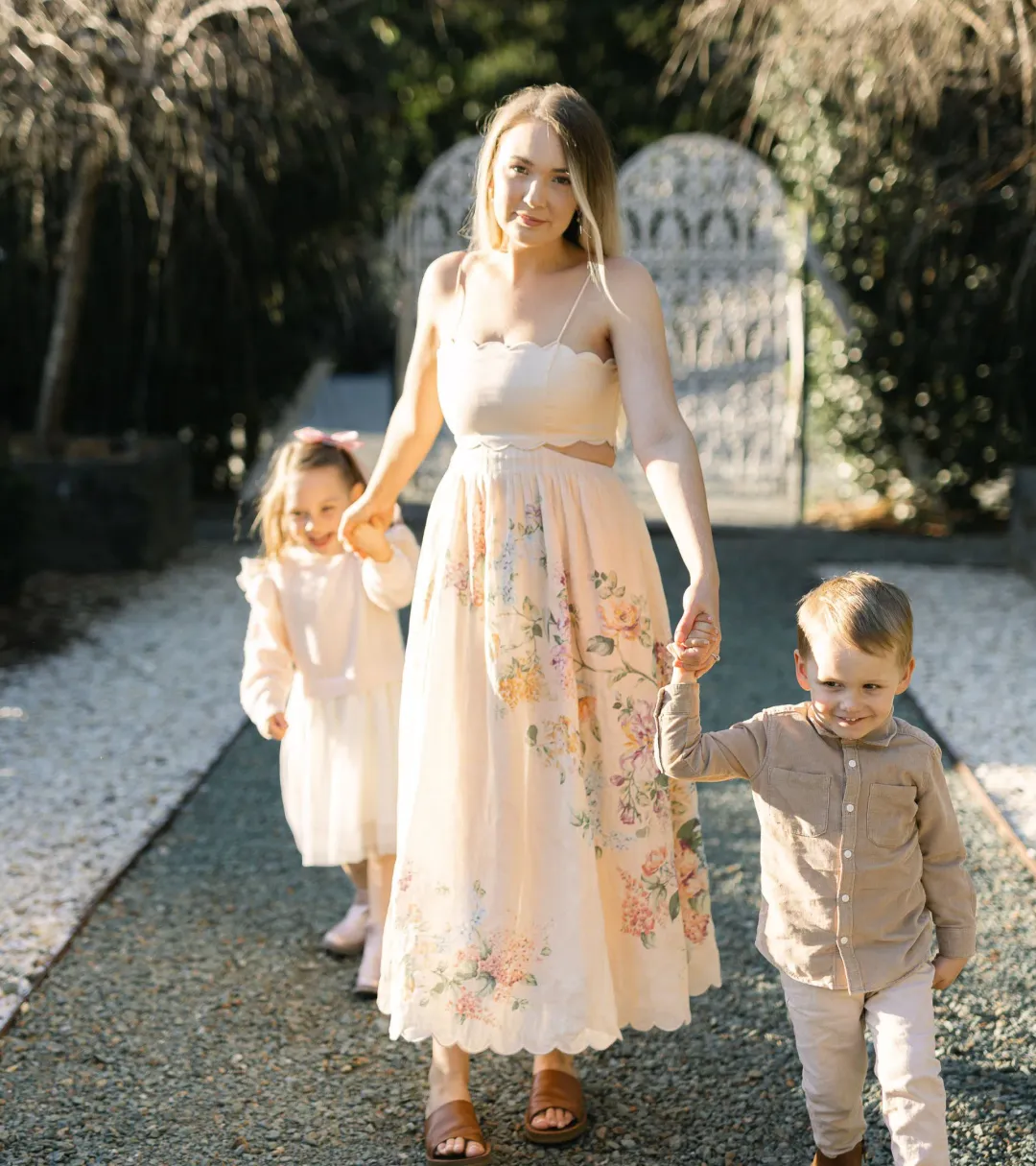 Zimmermann Halliday Scallop Midi Dress in Cream Watercolour Size 1 / AU 6-8 for rent on The Volte - main image