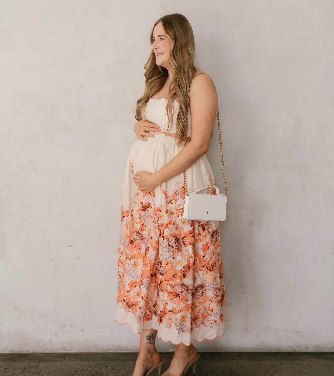 Zimmermann Devi Scallop Midi Dress in Cream Floral Size 3 / AU 10-12 for rent on The Volte - main image