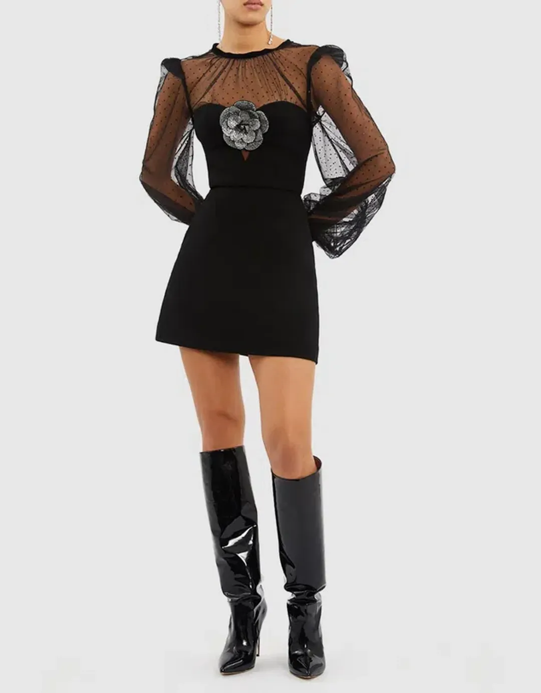 Rebecca Vallance Yvonne Flower Dress Black Size 10 for rent on The Volte - main image