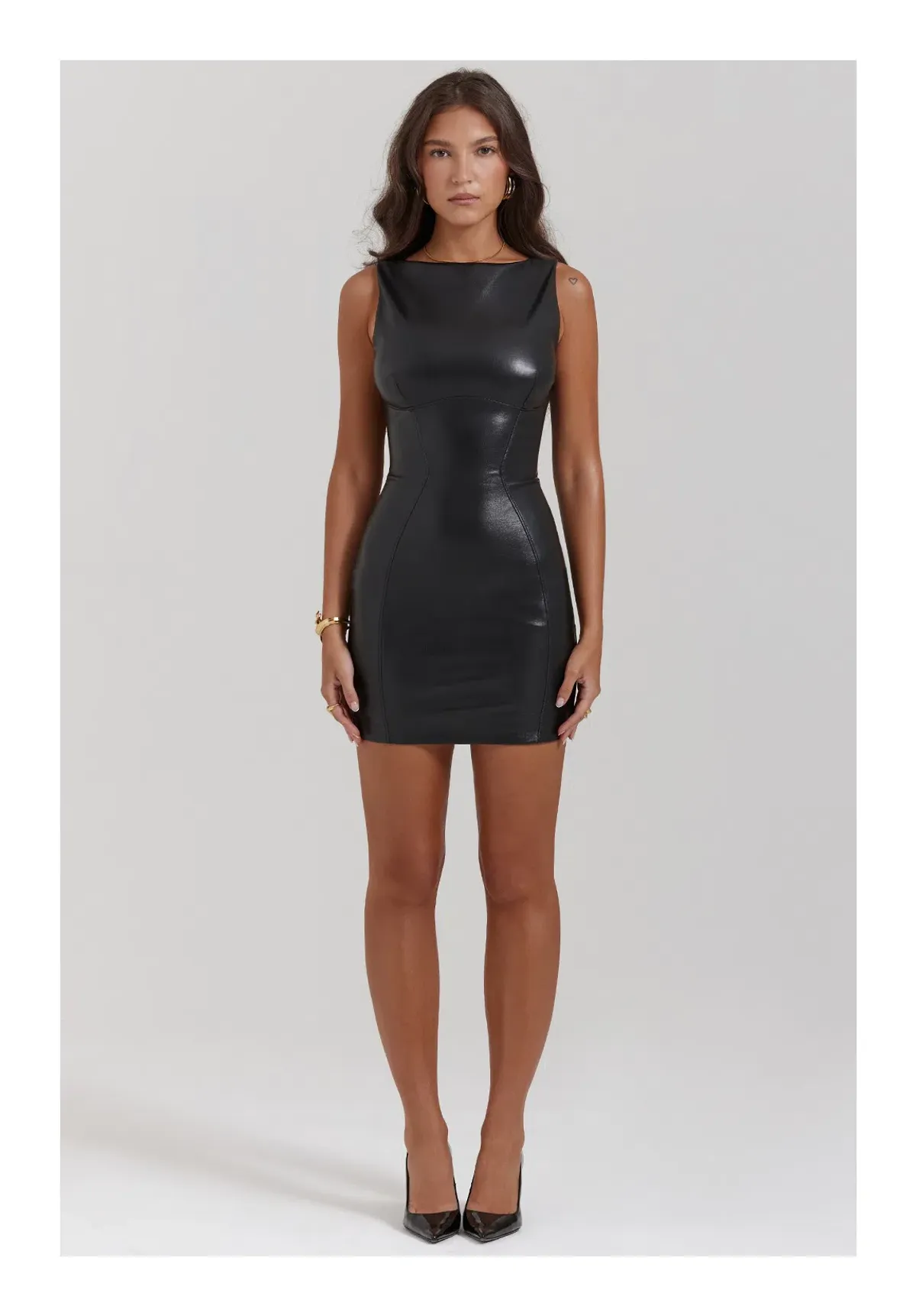 House of CB Leola Vegan Leather Dress Black Size XS / AU 6 - Image 1