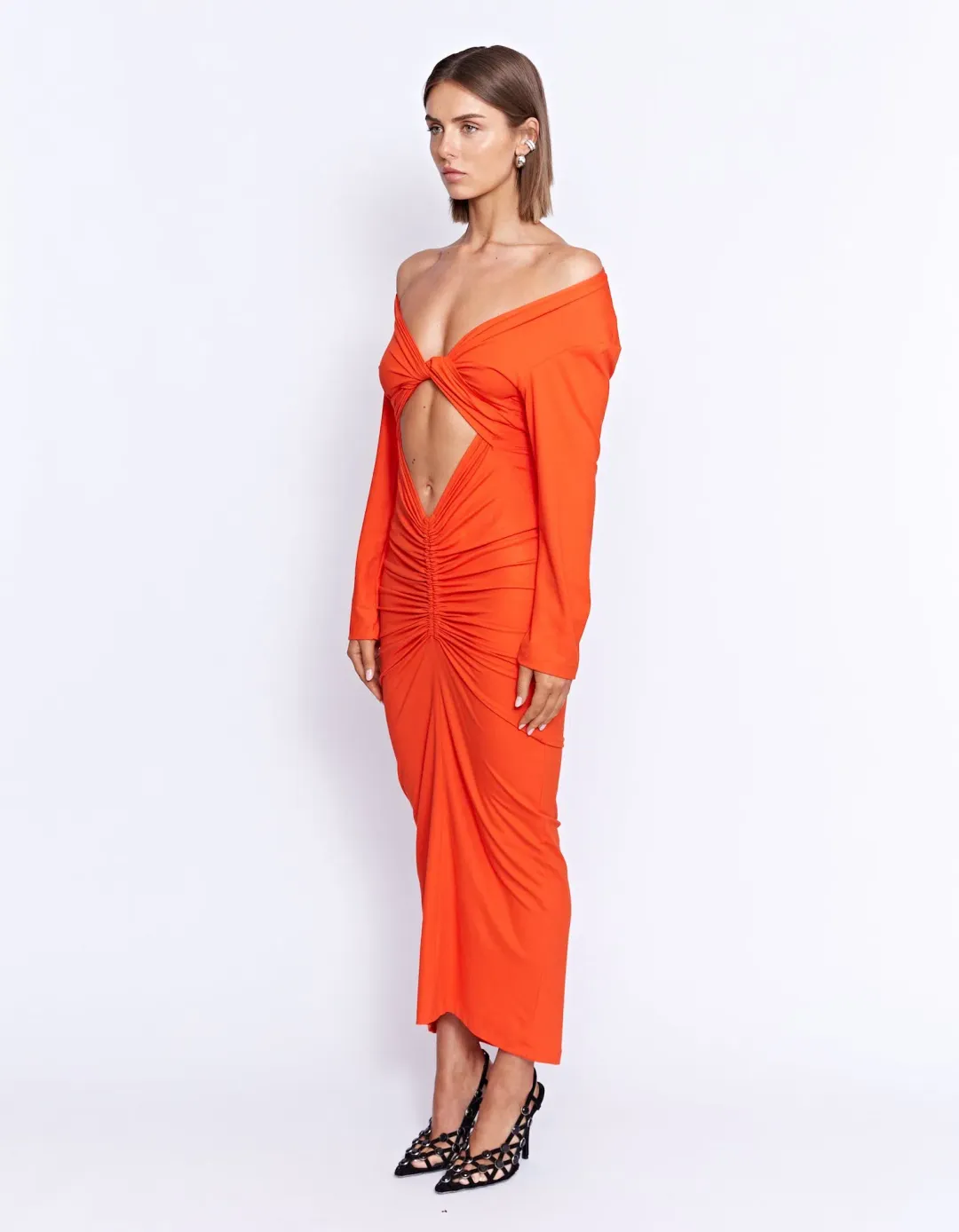 Pfeiffer Fontaine Midi Dress Crimson Orange Size M / AU 10 for rent on The Volte - main image