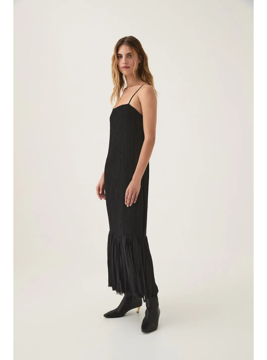 Aje Arris Fringed Maxi Dress in Black Size AU 14 for rent on The Volte - main image