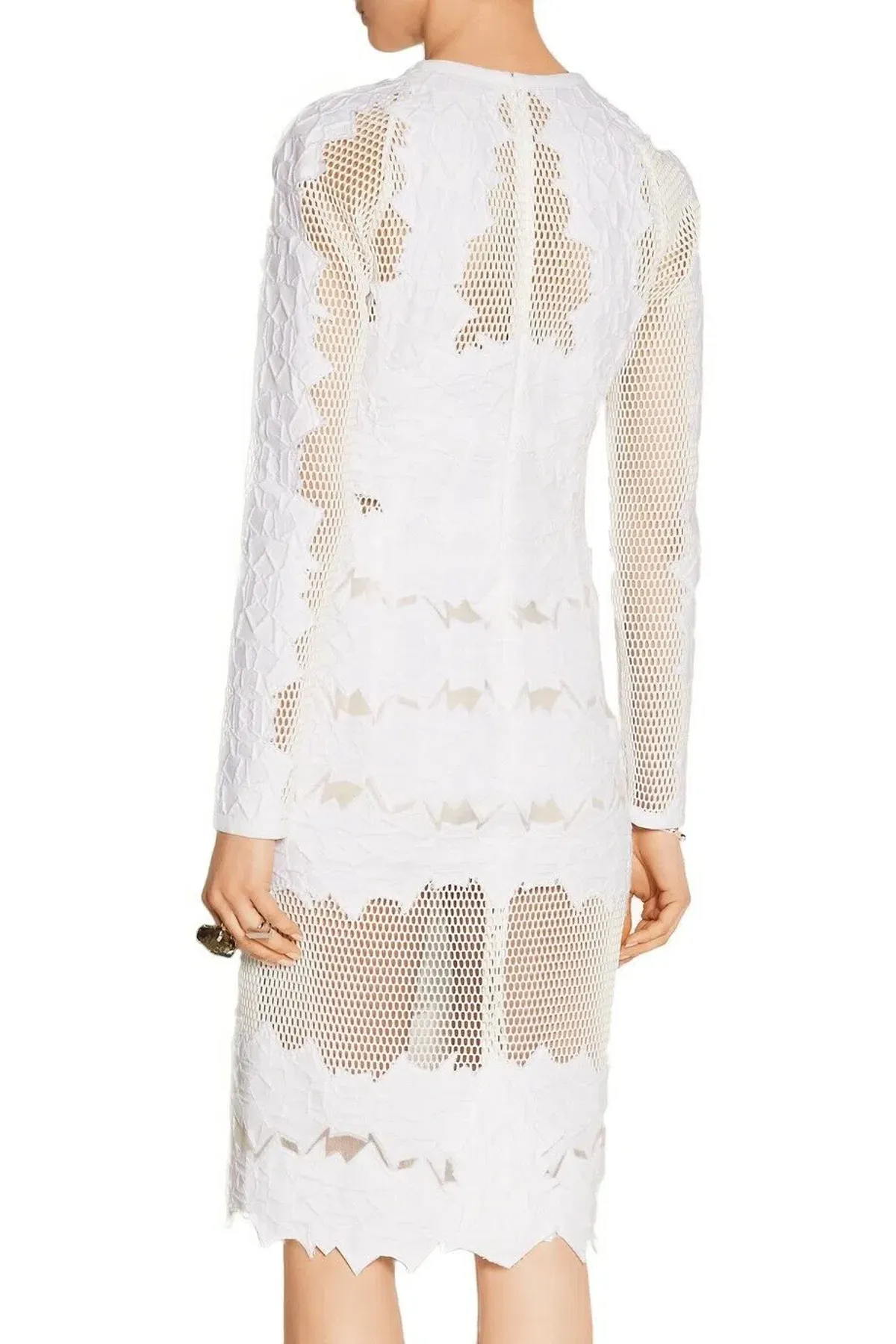 Jonathan Simkhai Burnout Brocade Long Sleeve Dress White Size 8 - Image 3