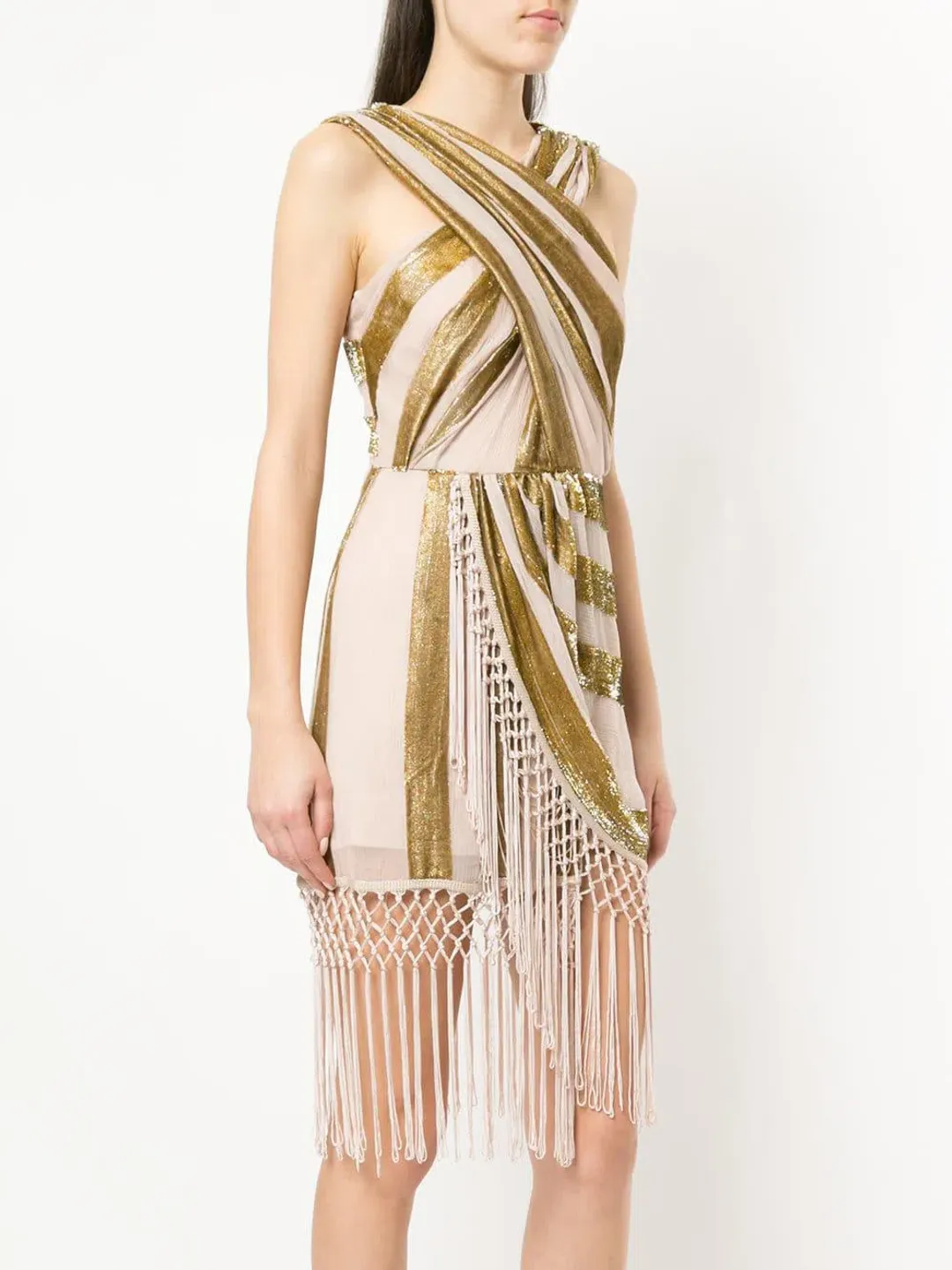 Alice McCall Surrealist Mini Dress in Gold Metallic Size 8 for rent on The Volte - main image
