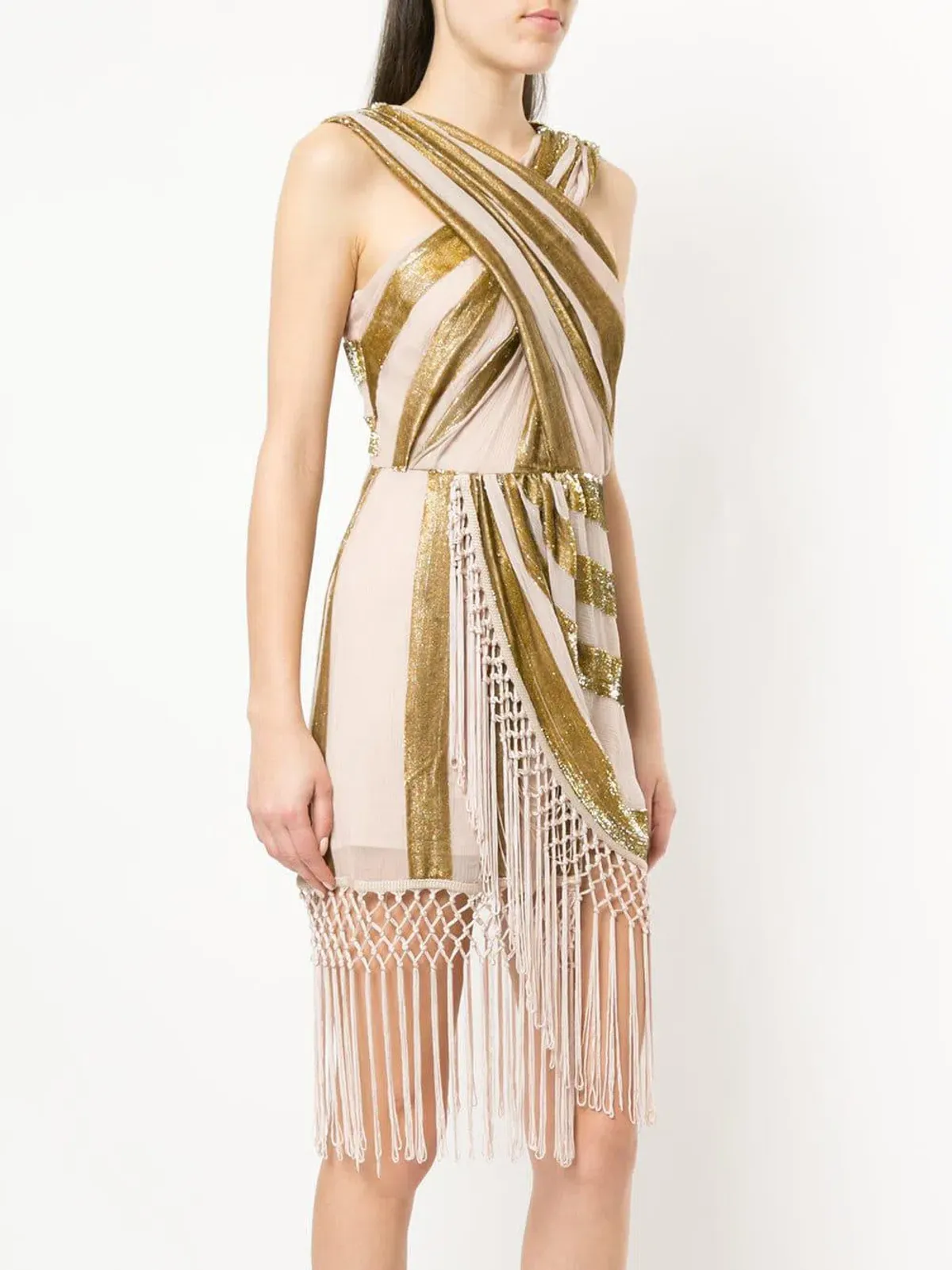 Alice McCall Surrealist Mini Dress in Gold Metallic Size 8 - Image 2
