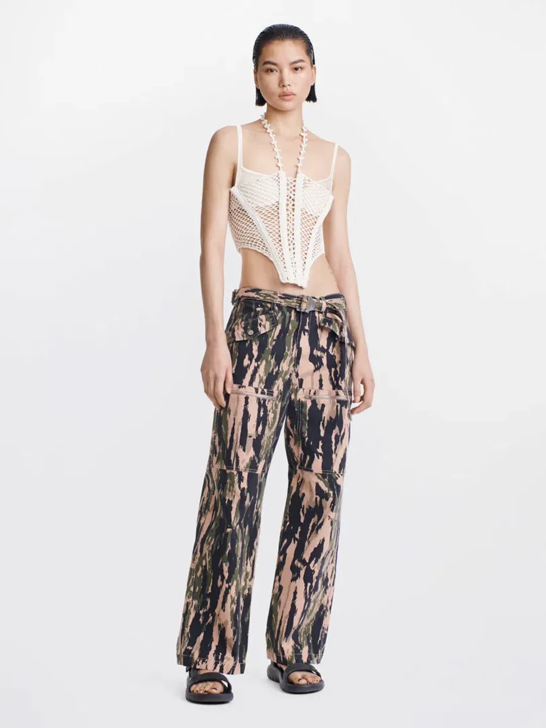 Dion Lee Coral Crochet Corset Cream Size 6 for rent on The Volte - main image