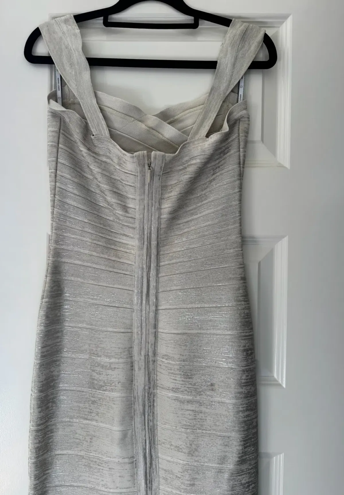 Herve Leger Sweetheart Banded Foil Gown Silver in Size XS/AU 6 - Image 5