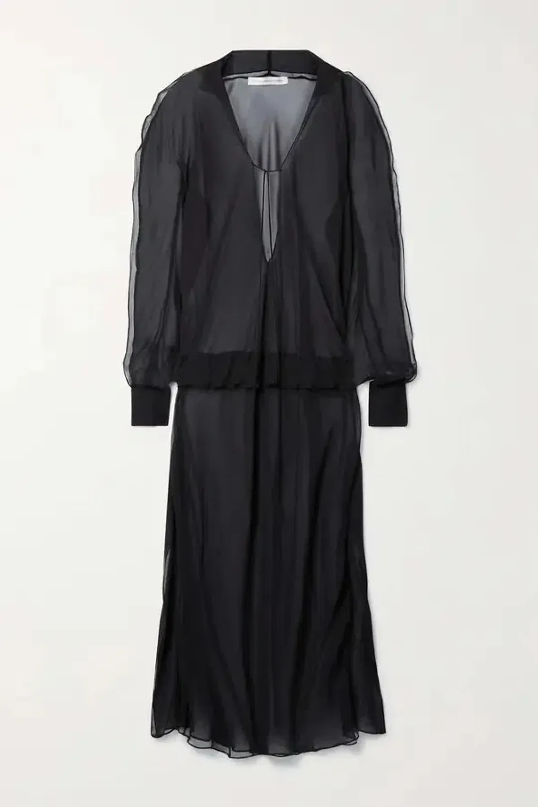 Christopher Esber Ruffled Silk Georgette Maxi Dress in Black Size AU 4 for rent on The Volte - main image