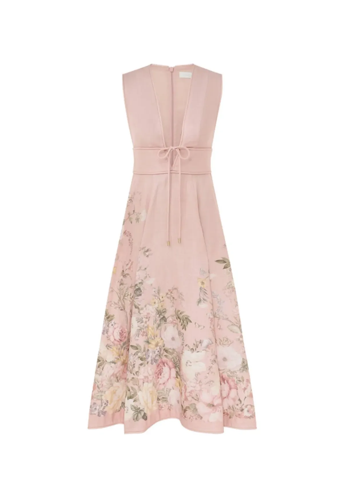 Zimmermann Waverly Plunge Midi Dress in Pink Floral Size 2 (AU 12) - Image 3