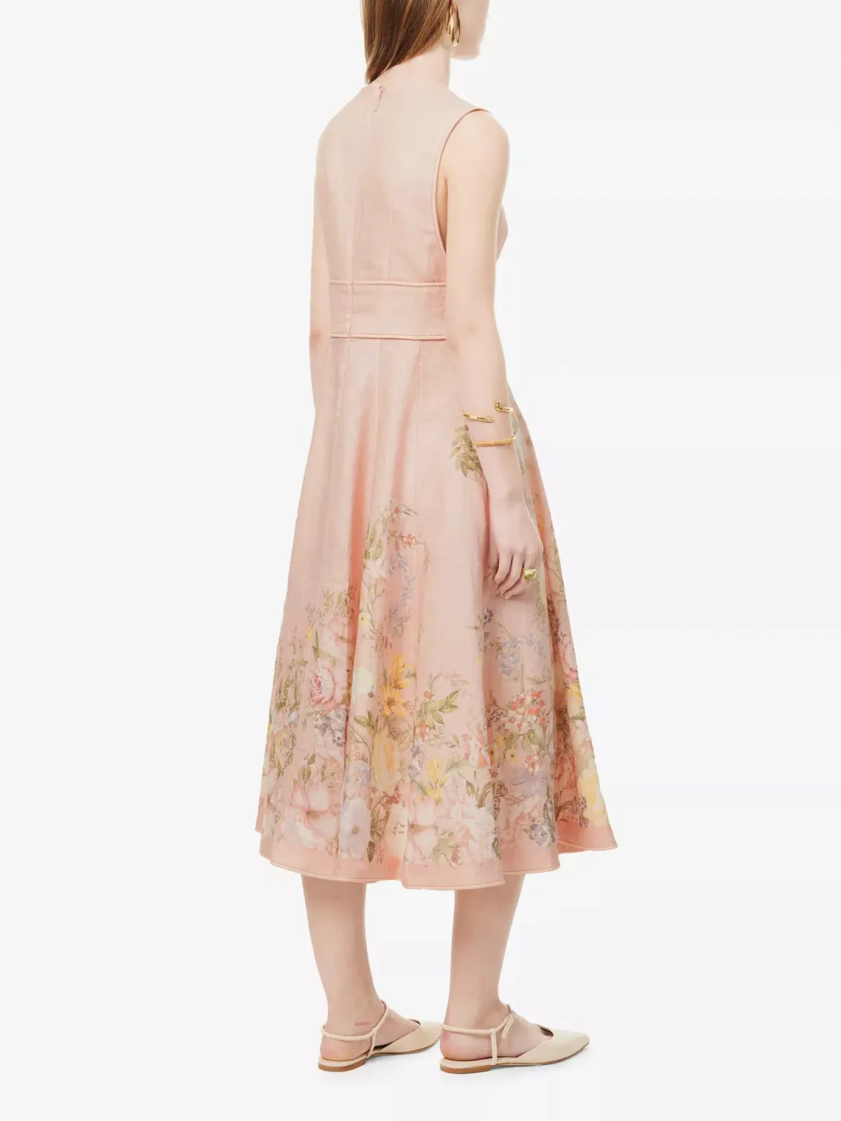 Zimmermann Waverly Plunge Midi Dress in Pink Floral Size 2 (AU 12) - Image 2