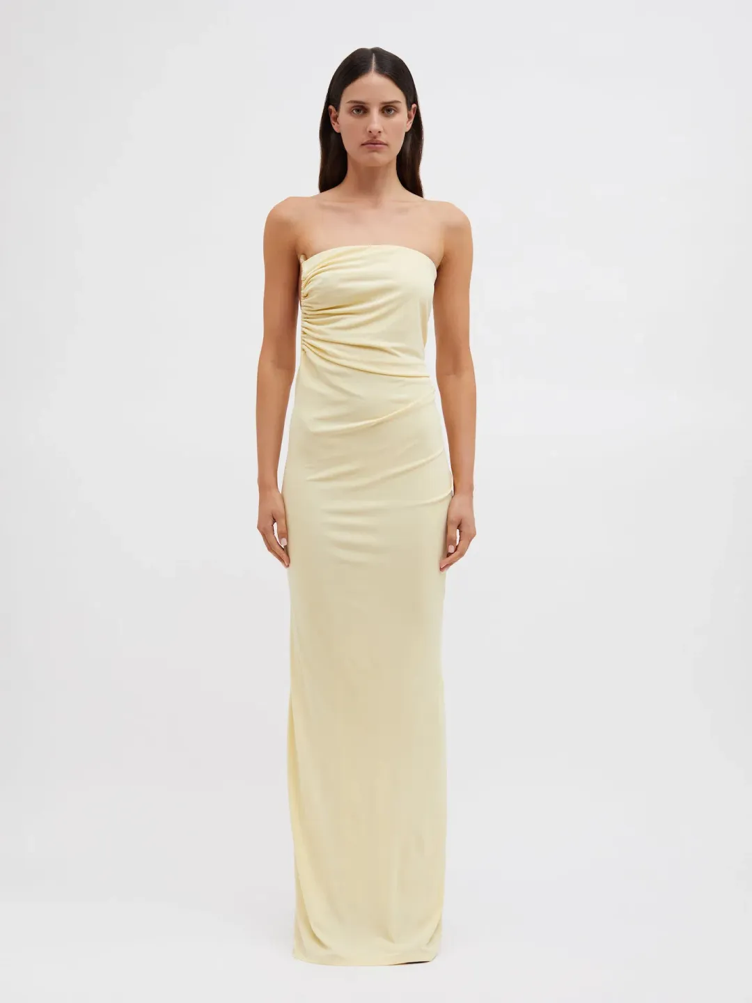 Christopher Esber Odessa Arced Side Strapless Gown Butter Size 6 for rent on The Volte - main image