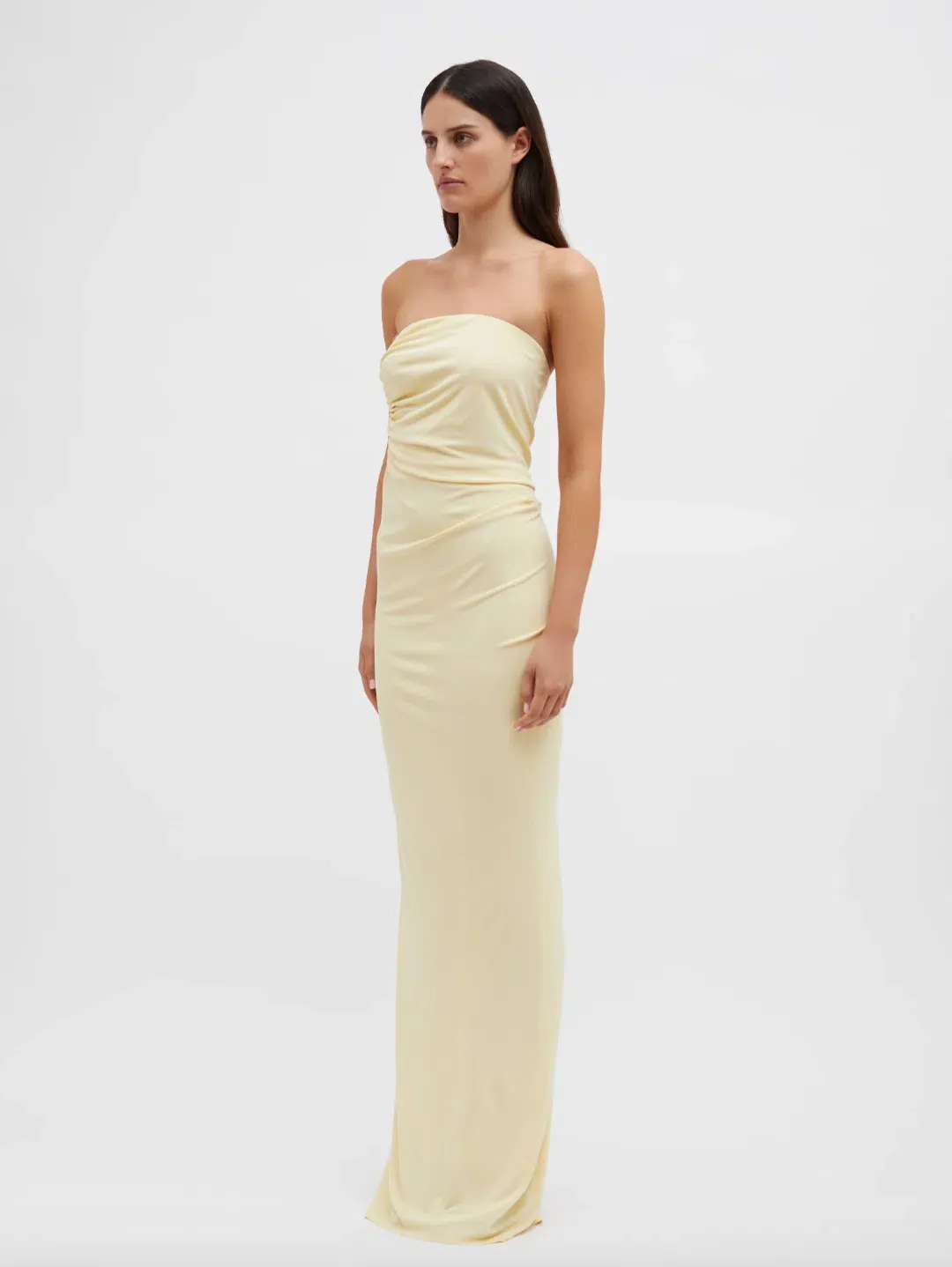 Christopher Esber Odessa Arced Side Strapless Gown Butter Size 6 for rent on The Volte - main image