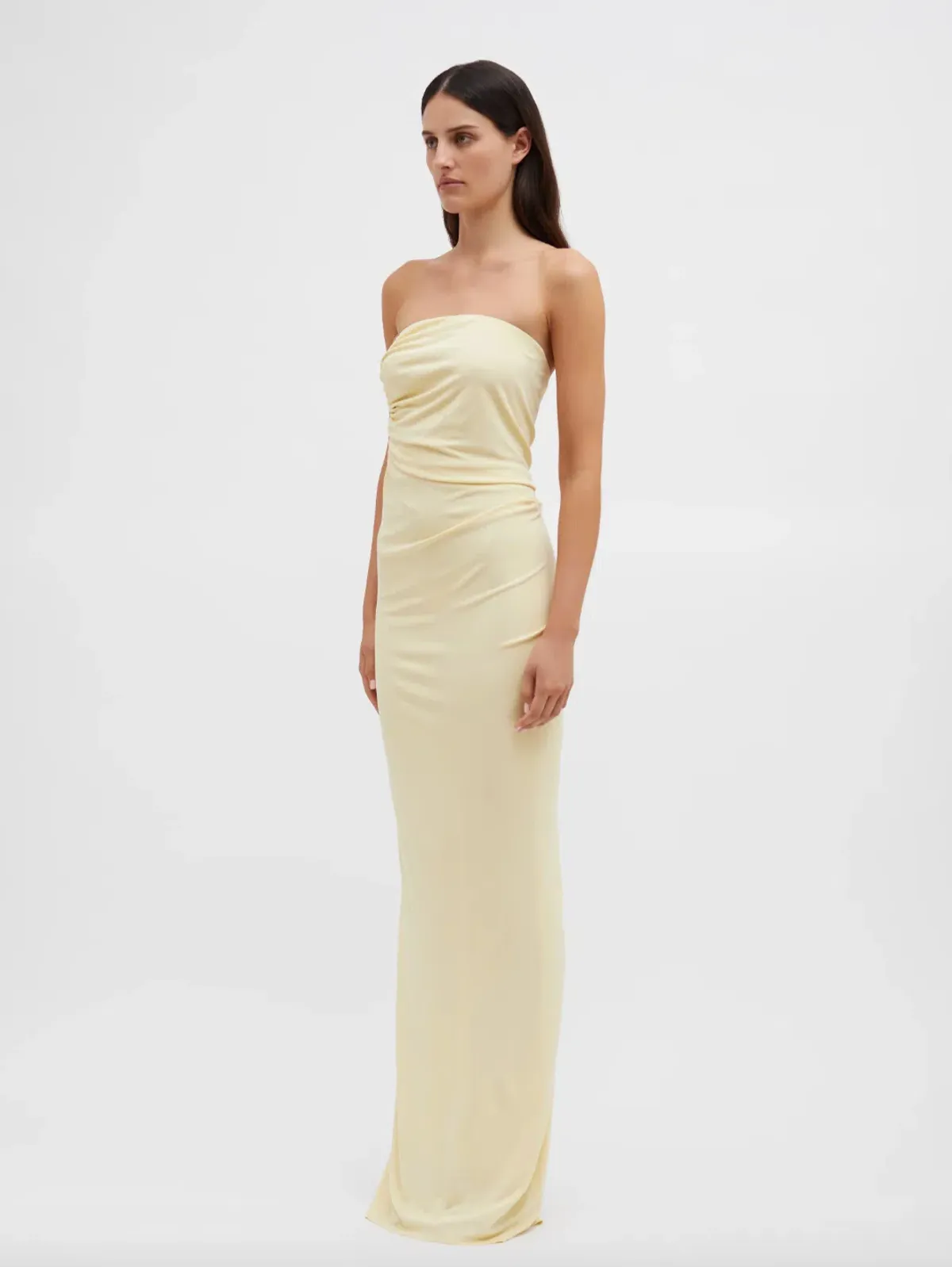 Christopher Esber Odessa Arced Side Strapless Gown Butter Size 6 - Image 2