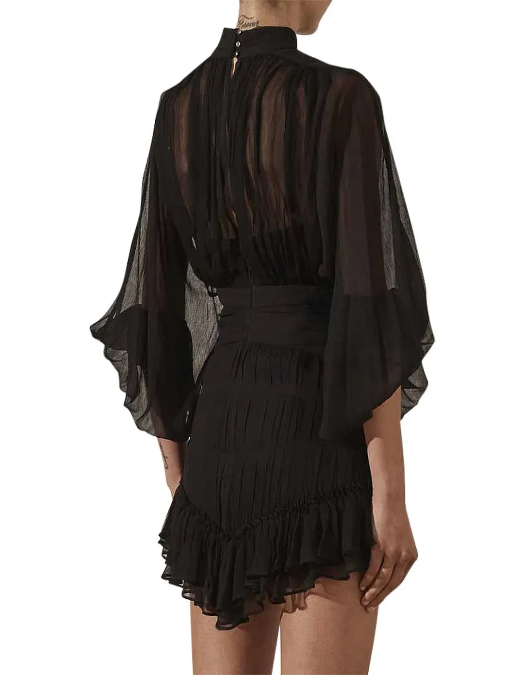 Shona Joy Clemence Long Sleeve Mini Dress Black Size 6 for rent on The Volte - main image