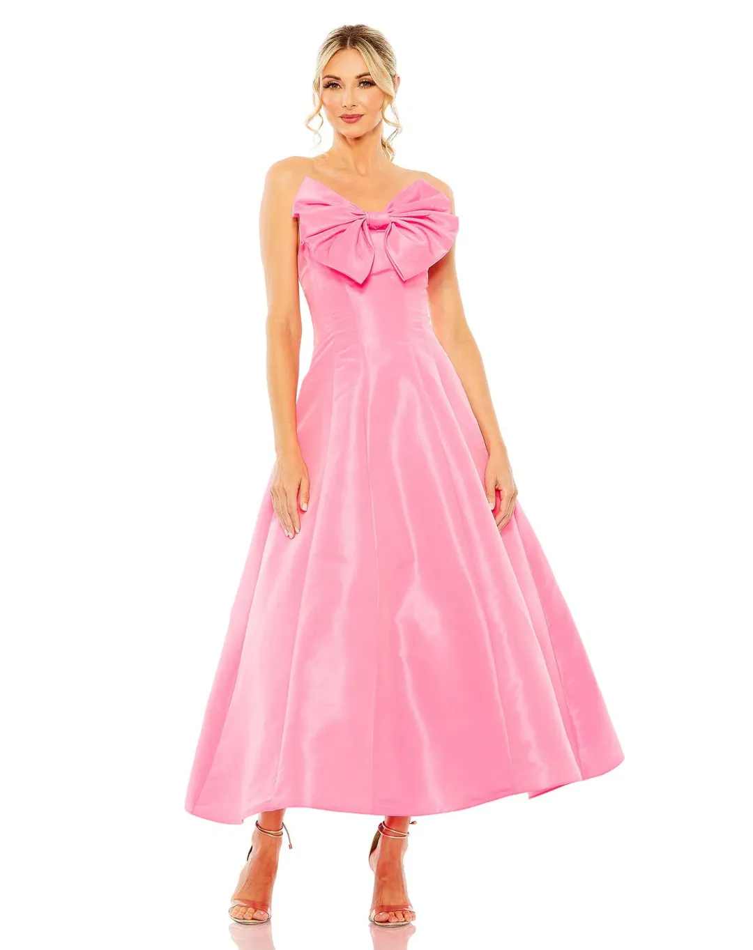 Mac Duggal Strapless Ball Gown With Bow Detail Candy Pink Size 12 for rent on The Volte - main image