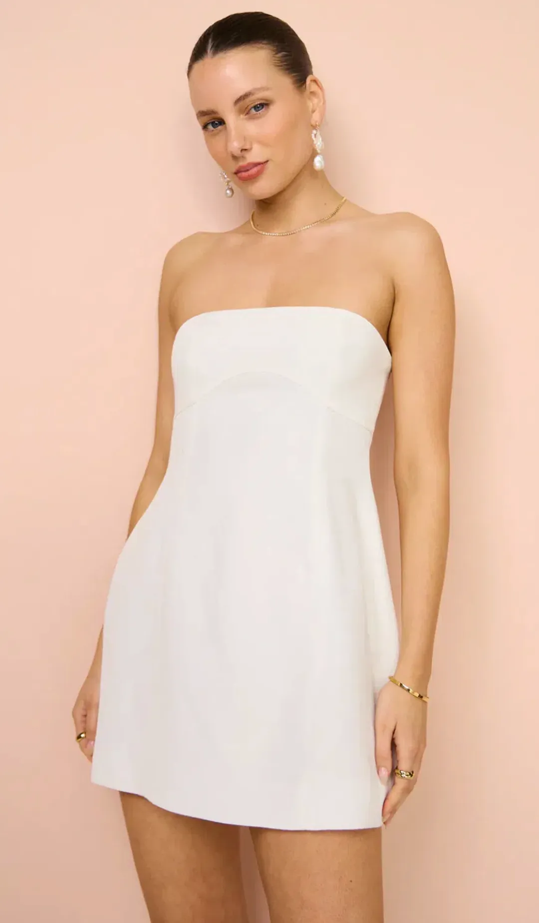 Shona Joy La Lune Otto Puff Sleeve Mini Dress in Ivory Size 6 for rent on The Volte - main image