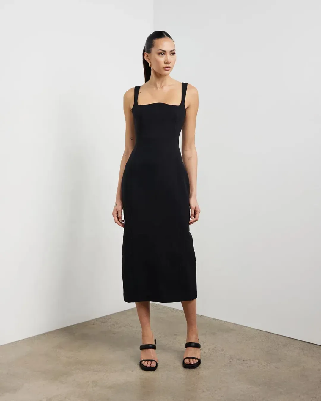 Camilla And Marc Ilona Midi Dress Black Size 12 for rent on The Volte - main image