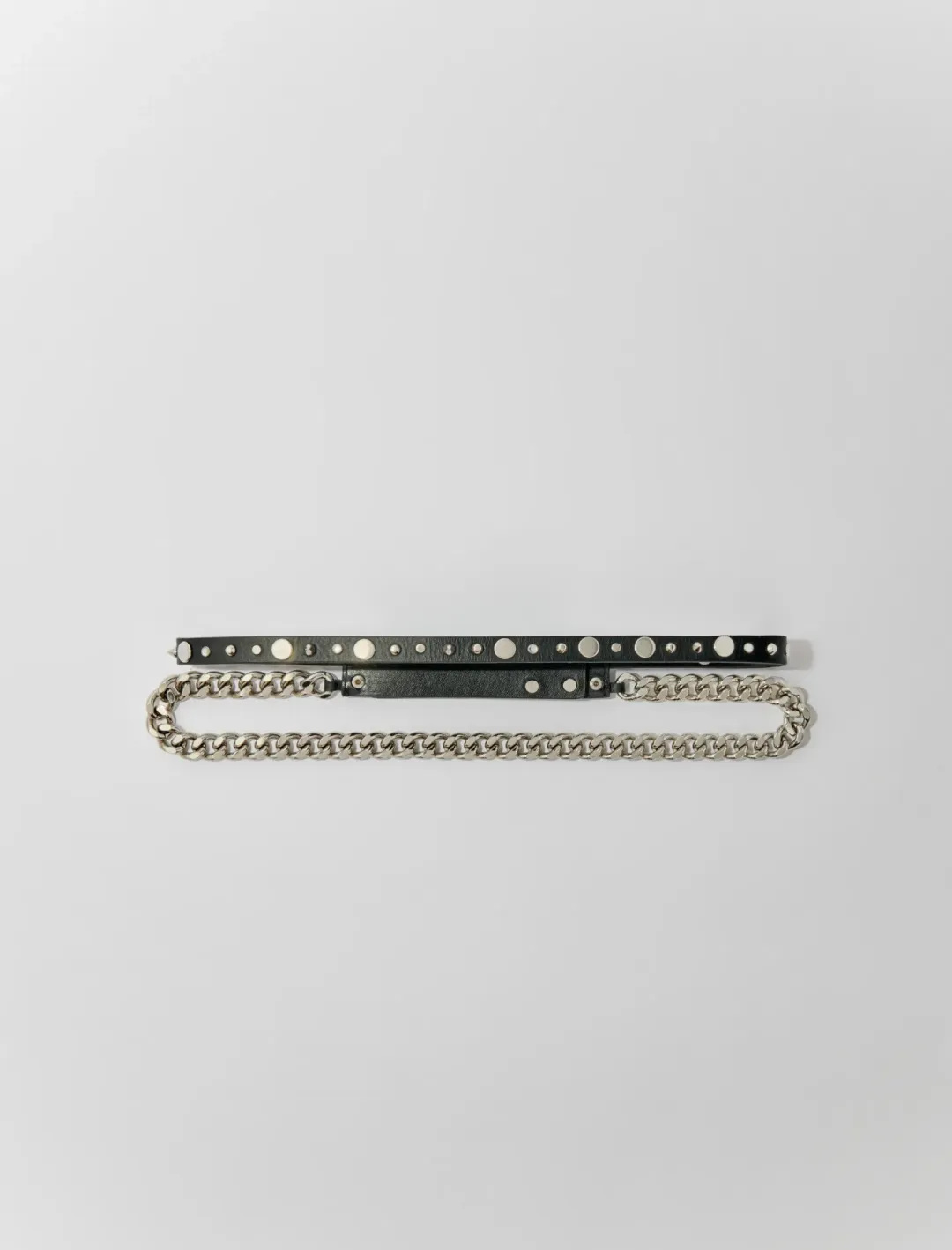 Maje Double Leather and Chain Belt in Black Size 2 /AU 10 for rent on The Volte - main image