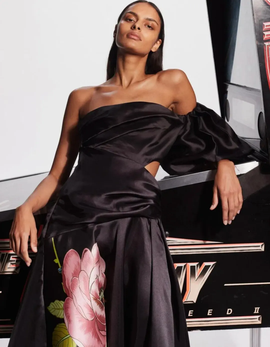 Alemais Regent Noir Gown Black Floral Size 8 for rent on The Volte - main image